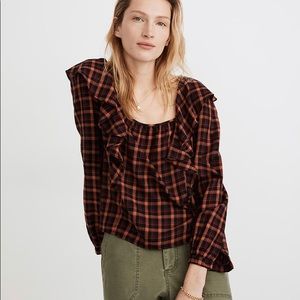 NWT Madewell Plaid Ruffle Top